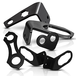 Black blinker holders in various shapes.
